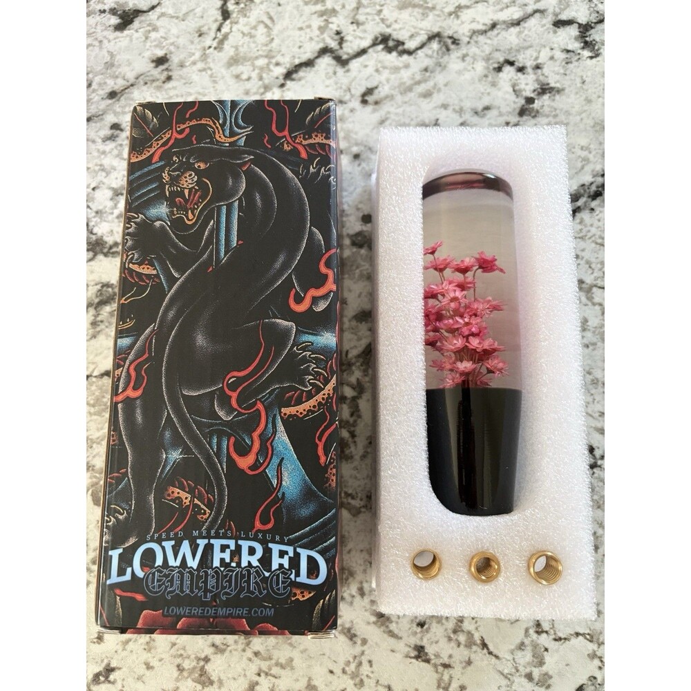 Lowered Empire 5.5 inch resin flower shift knob Trendy Chic Pink cherry blossom